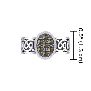 Oval Celtic Ring with Gemstones TRI1954 - Jewelry